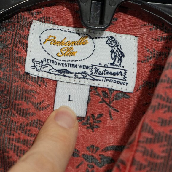 Panhandle Slim Western Shirt Cowgirl Pearl Button Red Black Goth Handkerchief - Picture 6 of 12